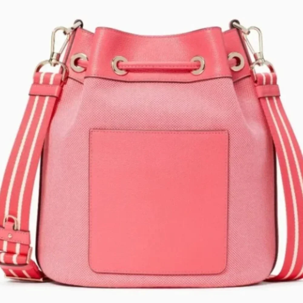 Kate Spade Rosie Canvas Large Bucket Bag Pink Peppercorn NWT!